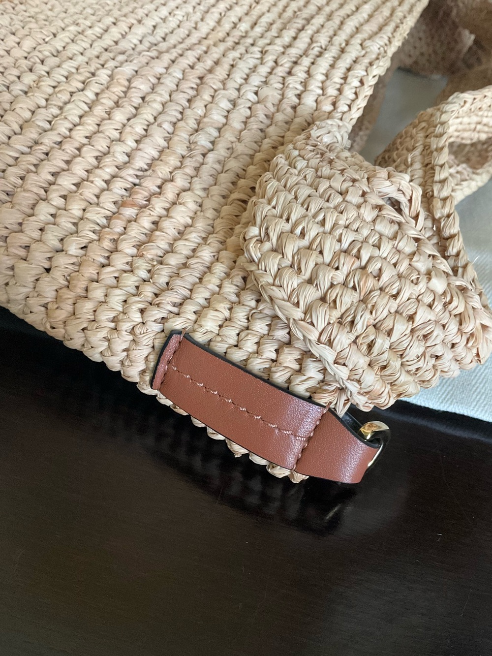 LOEWE Paula’s Ibiza Raffia Slit Mini Tote Bag with Leather Anagram - Picture 9 of 15
